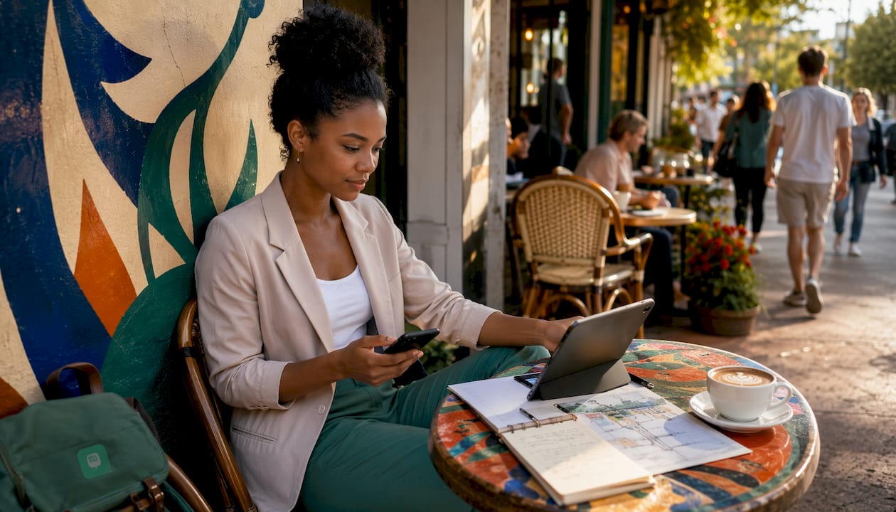 Entrepreneur browsing loan marketplaces on tablet