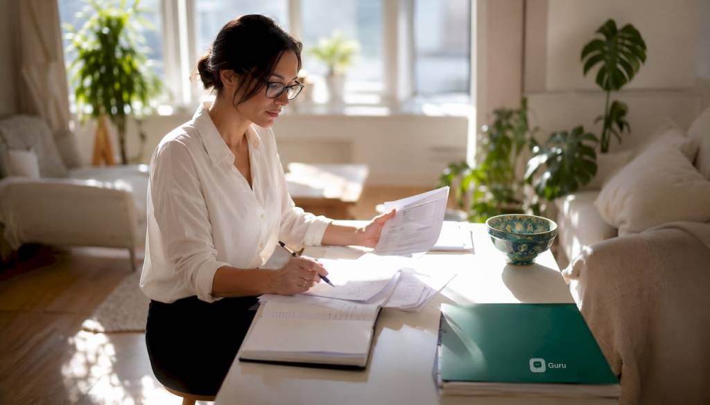 Small business owner reviewing loan options at home