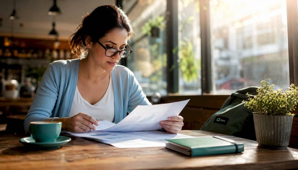 Small business owner reviewing banking options