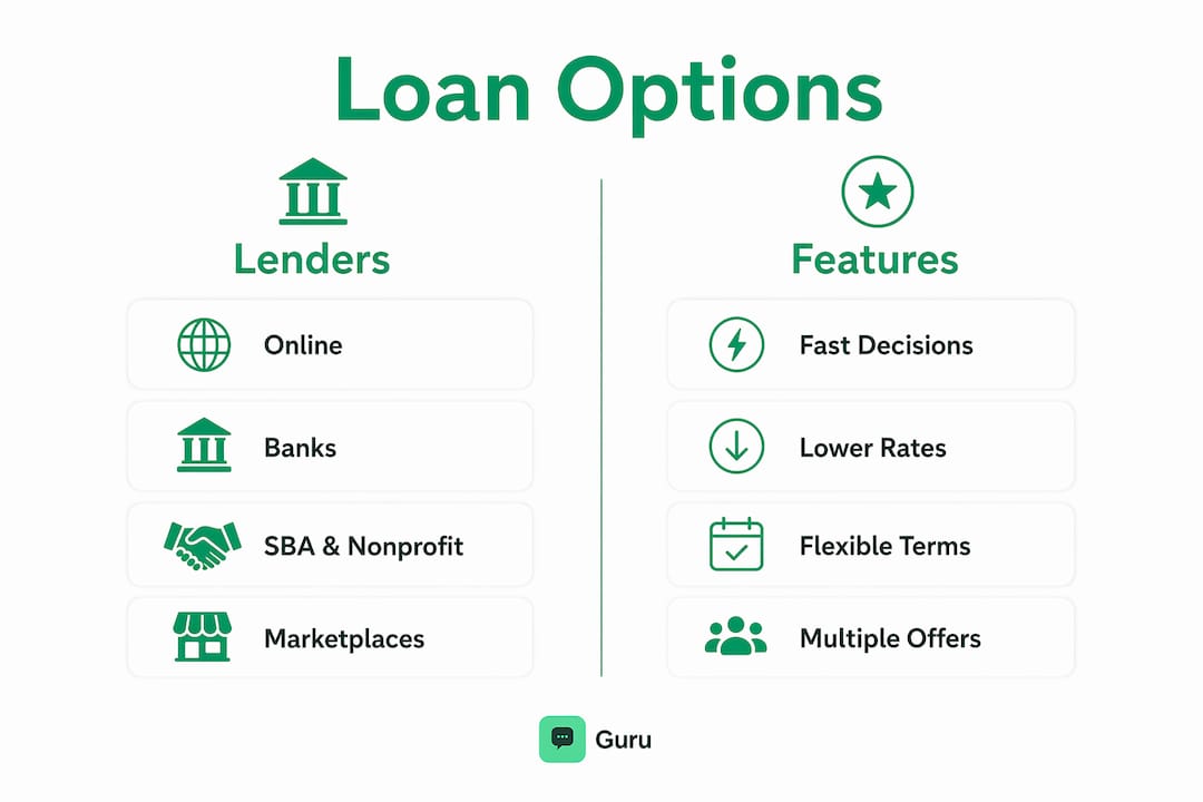 Infographic comparing unsecured business loan options