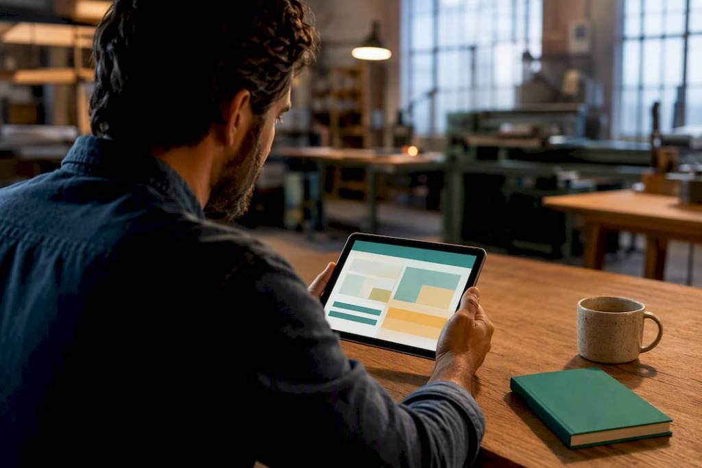 Owner comparing lender options on tablet