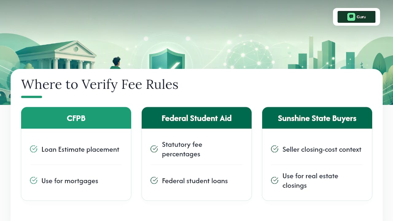 Sources for verifying loan fee rules
