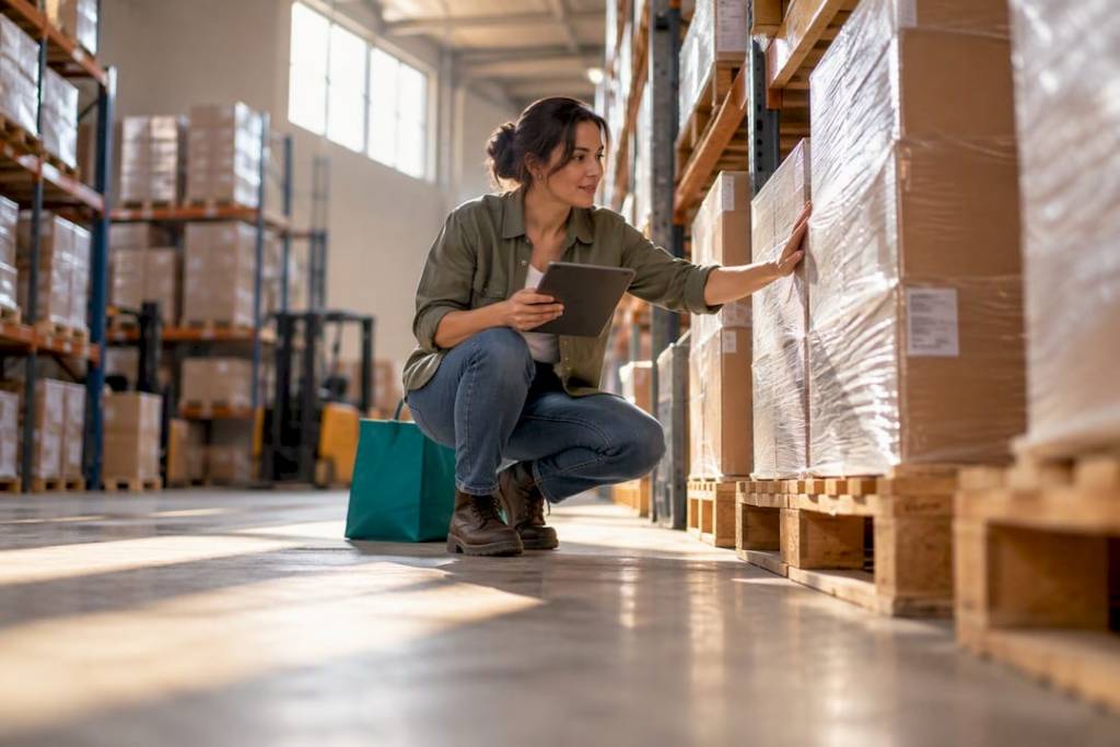 Owner inspecting inventory used as collateral