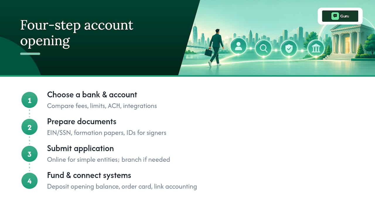 How to Open a Business Bank Account Online or In-Branch — overview diagram