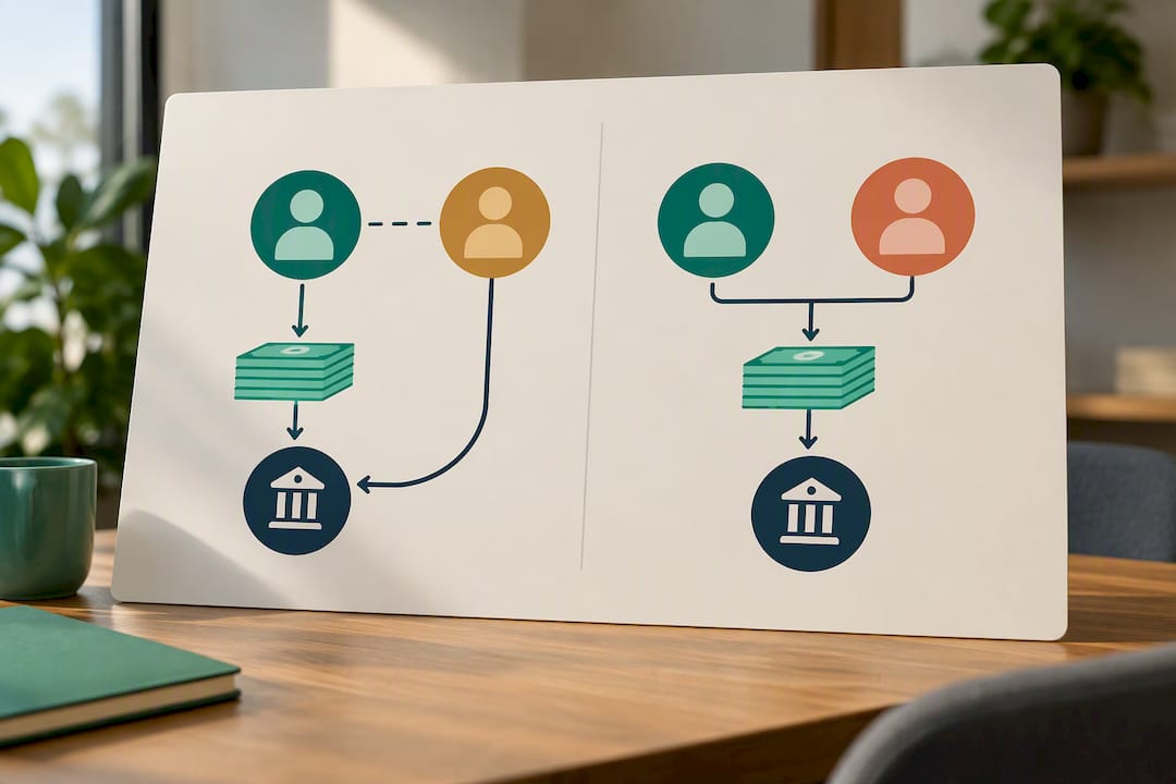Illustration comparing cosigner and co-borrower roles