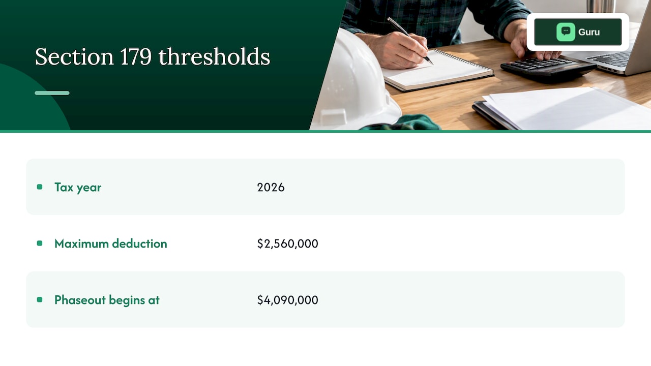 2026 Section 179 deduction thresholds